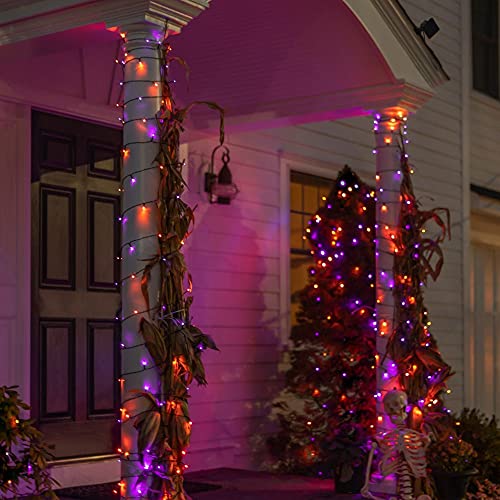 Dazzle Bright 2 Pack 200 Led 66 Ft Halloween Solar String Outdoor Lights, Solar Powered With 8 Modes Waterproof Halloween Lights For Bedroom Patio Garden Tree Party Yard Decoration (Purple & Orange) #TOP6