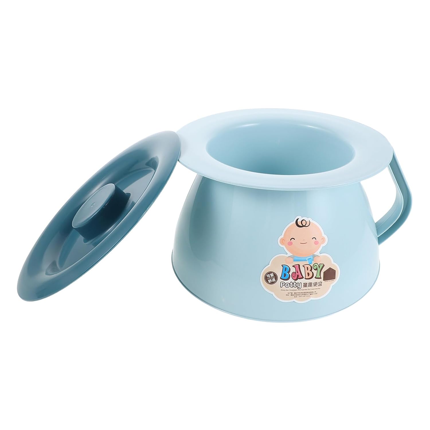 BESPORTBLE Blue Potty Training Chamber Pot with Lid, Portable Urine Pot with Handle, Travel and Home Use Bedside Toilet, Plastic, Suitable for Boys