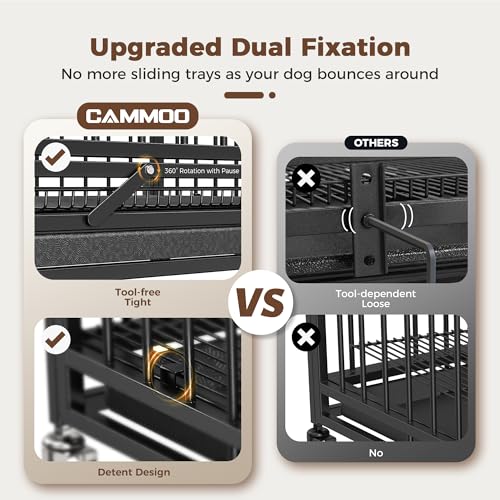 CAMMOO-48-Heavy-Duty-Dog-Crates-for-Large-Dogs-Escape-Proof-Upgraded-4-Lockable-Wheels-Removable-Door-Dog-Kennel-Indoor-Max-Load-300Lbs-Easy-to-Clean-XXL-Dog-Cage-for-High-Anxiety-Dogs