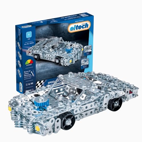 Eitech 00234 - Juego de construcción de metal Speed Racer modelo 5, 590 piezas, kit de construcción de coche, juguete educativo, coche de carreras aprox. 22 cm, juguete de construcción profesional