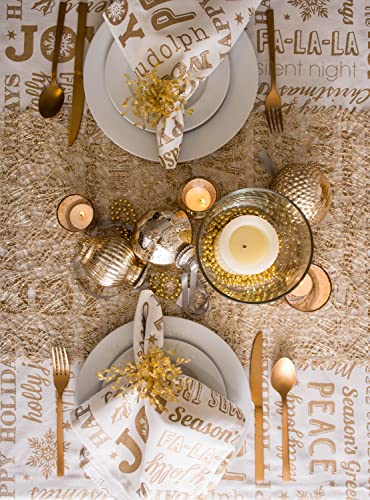 DII Holiday Dining Table Linen Metallic Fabric Kitchen Décor, Christmas Napkin Set, 20x20, Gold Holiday Collage, 6 Piece - Image 7