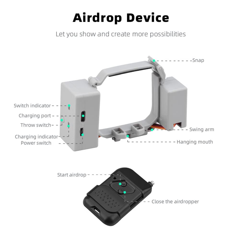 SZZCNOX Dispositif De Largage De Charge Utile Pour DJI FLIP, Lanceur De Drone Avec Support D'extension, Système De Lanceur De Transport Pour Pêche De Mariage, Recherche Et Sauvetage