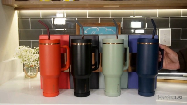 HYDROUP Vaso Térmico de Viaje 40 onzas con Asa, Tapa Deslizante Bidireccional, Pajilla de Acero Inoxidable con Punta de Silicona, Botella Aislada al Vacío para Bebidas Calientes y Frías miniatura 7