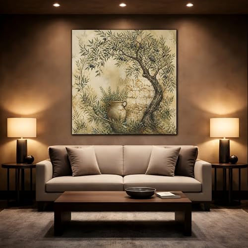 Tableau olivier rustique 60x60 cm pour salon - 2