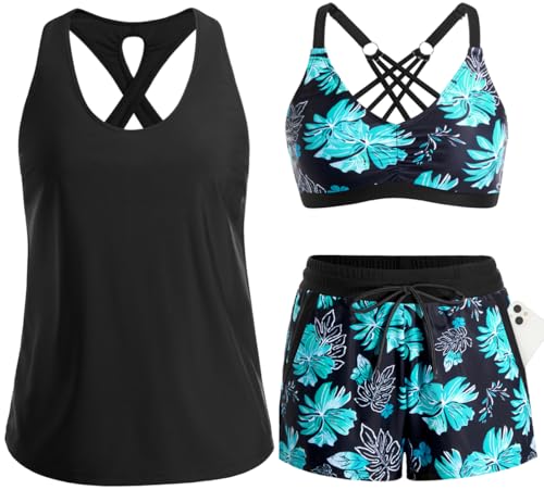 Aqua Eve 3 Piece Tankini with Shorts - Sporty Swimsuit