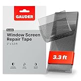 GAUDER Fly Screen Repair Tape - Insect Screen Repair Set Made from Fiberglass Self-Adhesive - Patch for Door, Porch Door and Window (3.3 ft x 2 inches - Black)