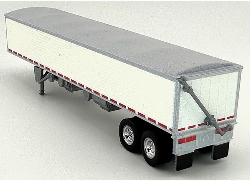 Covered Grain Trailer White with Silver Tarp 1/87 (HO) Plastic Model Car by HO Logistics HL-467