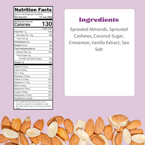 Image of Daily Crunch Sprouted Almonds and Dehydrated Nuts for a Unique Crunch, Keto Friendly, Non-GMO Zero Seed Oils, Gluten Free, 4oz (2 Pack, Churro)