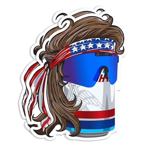 Image of Beer Stickers Decals (2Pack) - Strong Adhesive Waterproof Funny Mullet Cooler Stickers and Decals - No Fade, Used for Cooler, Fridge, Laptop, RV, Bottle, Truck & Car
