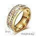 FuZhiBang NL10 Mens Womens 8MM Titanium Stainless Steel High Polished 18K Gold Plated Channel Set Cubic Zirconia CZ Promise Engagement Band Unisex Gold Wedding Ring Comfort Fit, Size 6-13 (9, Gold)