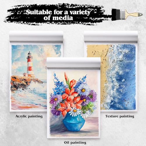 12 Sheets Canvas Paper Pad 9”x12”, 350 GSM Canvas Sheets Glue Bound Canvas Sketchbook for Adults and Students - Acrylic Painting, Oil Painting