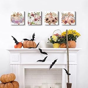 Fall Canvas Wall Art Pumpkin Wall Decor Halloween Decorations Indoor Autumn Harvest Themed Sunflower Pictures Painting for Kitchen Dinner Room Festival Party Home Decor Pumpkins Posters 12x12" 4 Pcs Fall Canvas Wall Art Pumpkin Wall Decor Halloween Decorations Indoor Autumn Harvest Themed Sunflower Pictures Painting for Kitchen Dinner Room Festival Party Home Decor Pumpkins Posters 12×12 4 Pcs