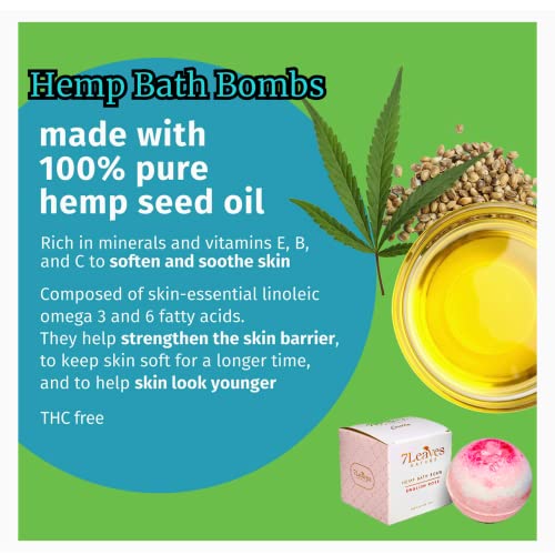 7Leaves Nature, Hemp Bath Bomb, English Rose, All-Natural, Large 6Oz, Fizzies, Skin Moisturizer, Relaxing Bubble & Spa Bath, Gift Idea Birthday Mothers Day Valentines Anniversary Christmas. #TOP3