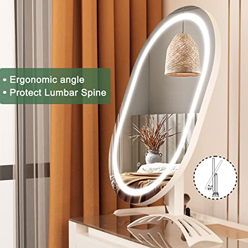 Hasipu Vanity Mirror With Lights, 15.7"X24.4" Lighted Makeup Mirror Oval Mirror,Led Makeup Mirror With 3 Color Lighting Dimmable,Light Up Mirror With Touch Control,Angle Adjustable #TOP5