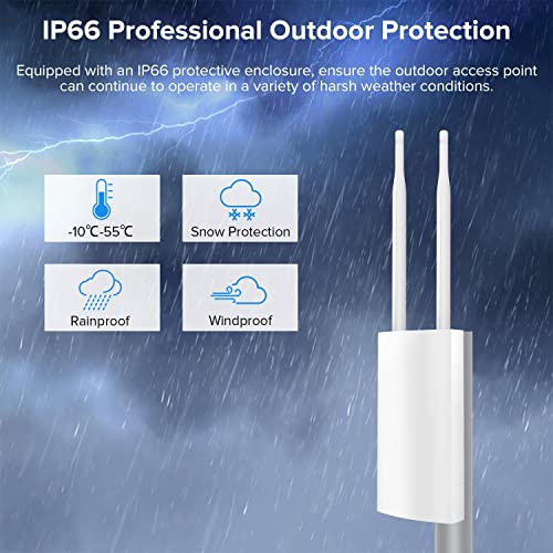 Two Gigabit Ports Outdoor Wifi Extender Wireless Access Point 48V Poe Adapter Ip66 Weatherproof Ac1200 Dual Band 2.4G 5Ghz Wifi Access Point 4Modes, Covers Up To 600Ft&120+ Devices, Outdoor Repeater1 #TOP7
