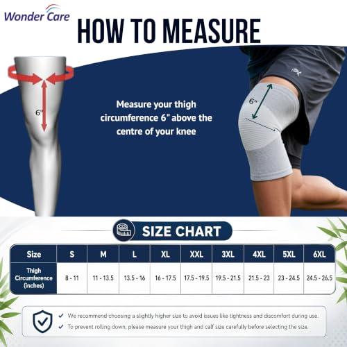 Image of Wonder Care Bamboo Knee Sleeves for Men /Women, Knee Support for Running, Gym, Badminton, Sports, Compression Knee Sleeves | Perfect Knee Brace for Knee Pain and Enhanced Comfort
