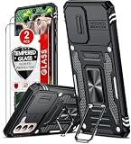 LeYi Cover per Samsung S21 5G con Vetro Temperato [2 Pack], Custodia con Protezione Fotocamera [Slidable] Antiurto Militare 360° Anello Supporto TPU Bumper Custodie Samsung Galaxy S 21, Nero