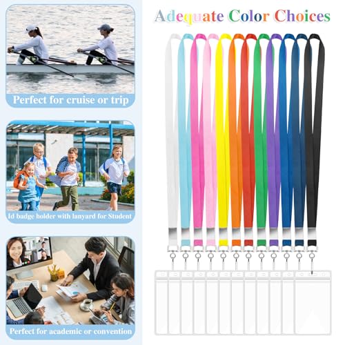 24 Pack Lanyards for ID Badges Cruise Lanyard for Ship Cards with Waterproof ID Badge Holder Cruise Essentials 2026 (Colorful) - Thumbnail 5