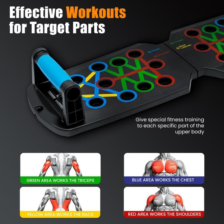 Miniatura 2 de Tabla de empuje, barra de empuje portátil desmontable 17 en 1 en gimnasio en casa, equipo profesional de entrenamiento muscular disponible para