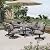 Grand patio 7-Piece Patio Dining Set for 6, E-Coated Outdoor Dining Set Swivel Patio Dining Chairs with Olefin Cushions & 1 Black Rectangular Faux Woodgrain Dining Table with 1.5”Market Umbrella Hole