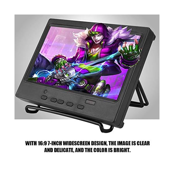 Portable 7 Inch Monitor 1024x600 Resolution 16:9 Full HD LCD Screen Display with Foldable Bracket Support/VGA/AV Input for, for, Car Display, - Image 3