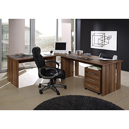 Cassettiera a rotelle in noce d'imitazione, ca