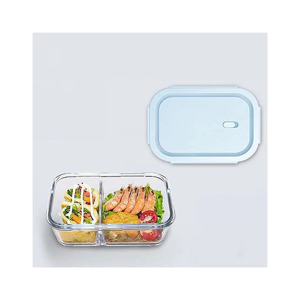 ORiTiGlass Lunch Box with 3-Compartment Meal Prep Containers Food Storage Box with Lid Leak-proof Lunch Container Microwavable 1000ML Capacity