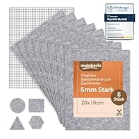 moinkerin 8 Stück Filzgleiter Selbstklebend zum Zuschneiden 16x20cm Groß 5mm Selbstklebende Filzgleiter für Stühle,Parkett Lärmreduzierung & Kratzschutz Filzfüße Schneiden Sie Jede Form (Grau)