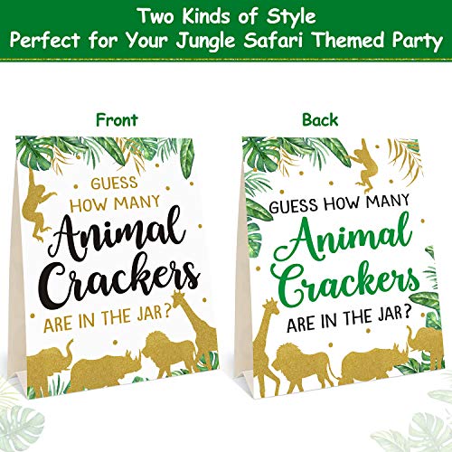 Gold Safari Baby Shower Decorations Supplies Guess How Many Animal Crackers Game With Standing Sign 30 Cards #TOP3