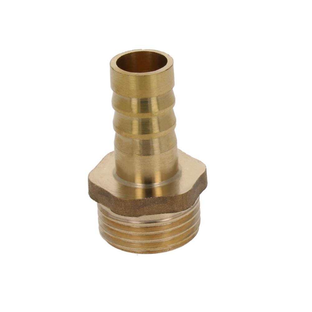 MroMax Brass Barb Hose Fitting Connector Adapter 12mm Barbed x 1/2 PT Male Pipe Brass Tone 1pcs