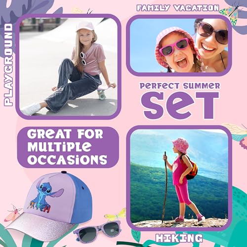Miniatura 3 de Disney Conjunto De Gafas De Sol Y Gorra De Béisbol Para Niñas, Gafas Con Protección Uv Al 100 Morado Stitch
