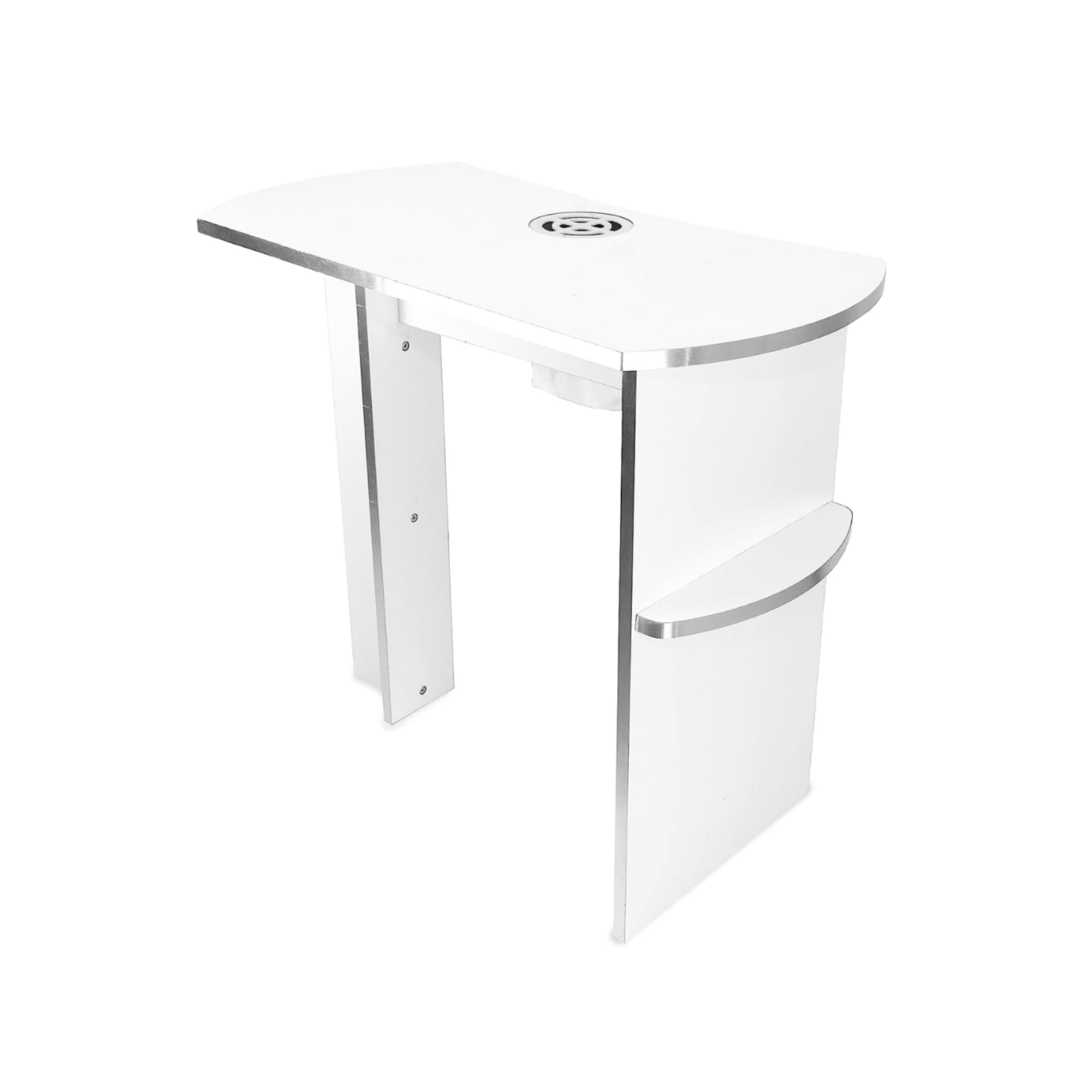 Matonti - Tavolo Manicure Professionale per Unghie con Aspiratore Elettrico e intarsi in acciaio - Ideale per Nail Art Ricostruzione Unghie, + Aspiratore per Polveri - Made in Italy, in Legno Bianco