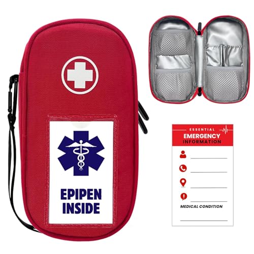 Étui EpiPen isolé ICIMBI avec mousqueton pour deux auto-injecteurs et inhalateur d'asthme