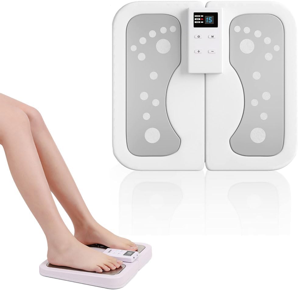 Foot Stimulator Massager for Improved Circulation, Foldable USB Feet Massager 50 Intensities &10 Modes Muscle Relaxation Foot Fatigue and Soreness Relief, for Home Office