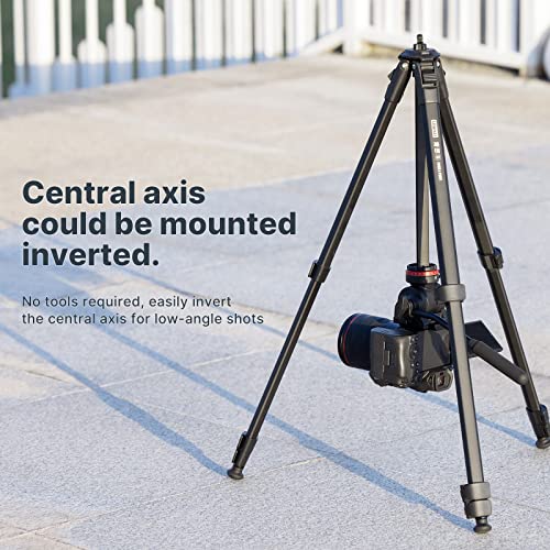 Image of UURig ULANZI MT-56 Camera Tripod Stand with Fluid Head, for Sony Nikon Canon Fujifilm DSLR Camera Video Shooting, W Cell Phone Holder Vlogging Travel Tripod Mount - Ombra 62.99 Inch