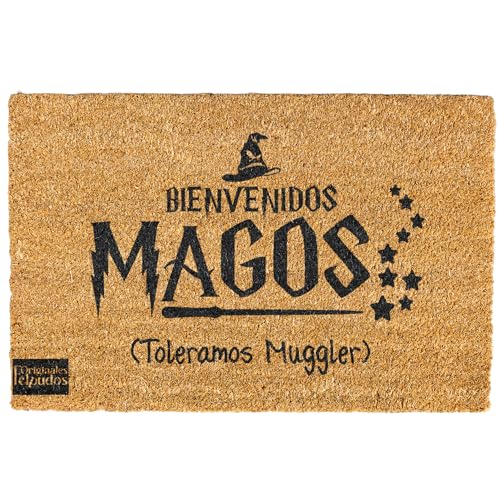Armiprint Felpudo “Bienvenidos Magos, Toleramos Muggles” 70×40 · Hecho en España · Coco Natural Antideslizante · Felpudo Friki y Divertido para Amantes de la Magia