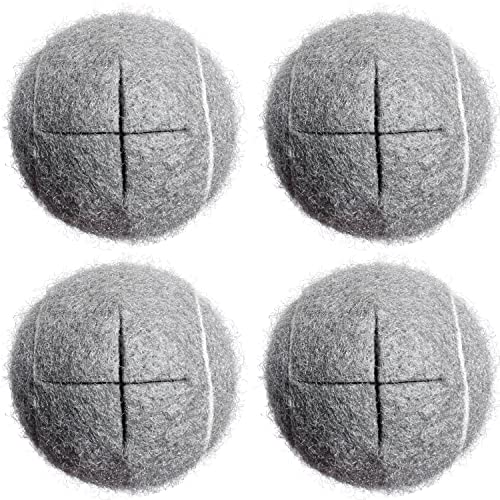 HPWFHPLF Precut Walker Tennis Balls, 4PCS Tennis Balls for Chairs Desks Furniture Legs and Floor Protection (Grey)