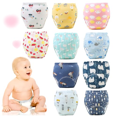 Image of Upairy Training Pants for Boys Girls, Soft Upairy Potty Training Underwear, Absorbent Train Pant, Up Airy Potty Training Underwear Breathable Washable (10PC-C, Small)