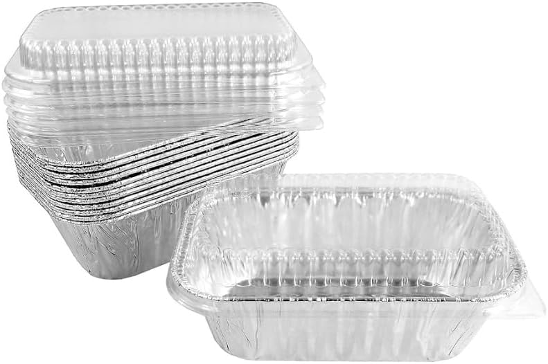 PROPAC & SEAL Disposable 1 lb. Aluminum Foil Mini Loaf Pans with Clear Dome Lids (Pack of 25) (25)