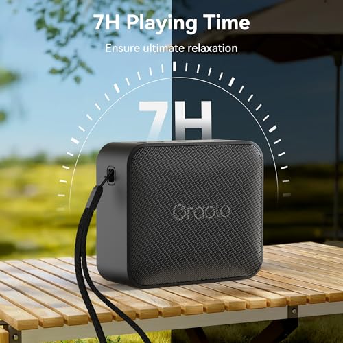 Oraolo Bluetooth Speaker, IPX7 Waterproof Portable with Stereo Sound, Bluetooth 5.4, TWS Pairing, Support AUX/TF Card, Small Wireless Speaker for Home, Shower, Outdoors, Travel, Black by Oraolo - Used condition - Image 5