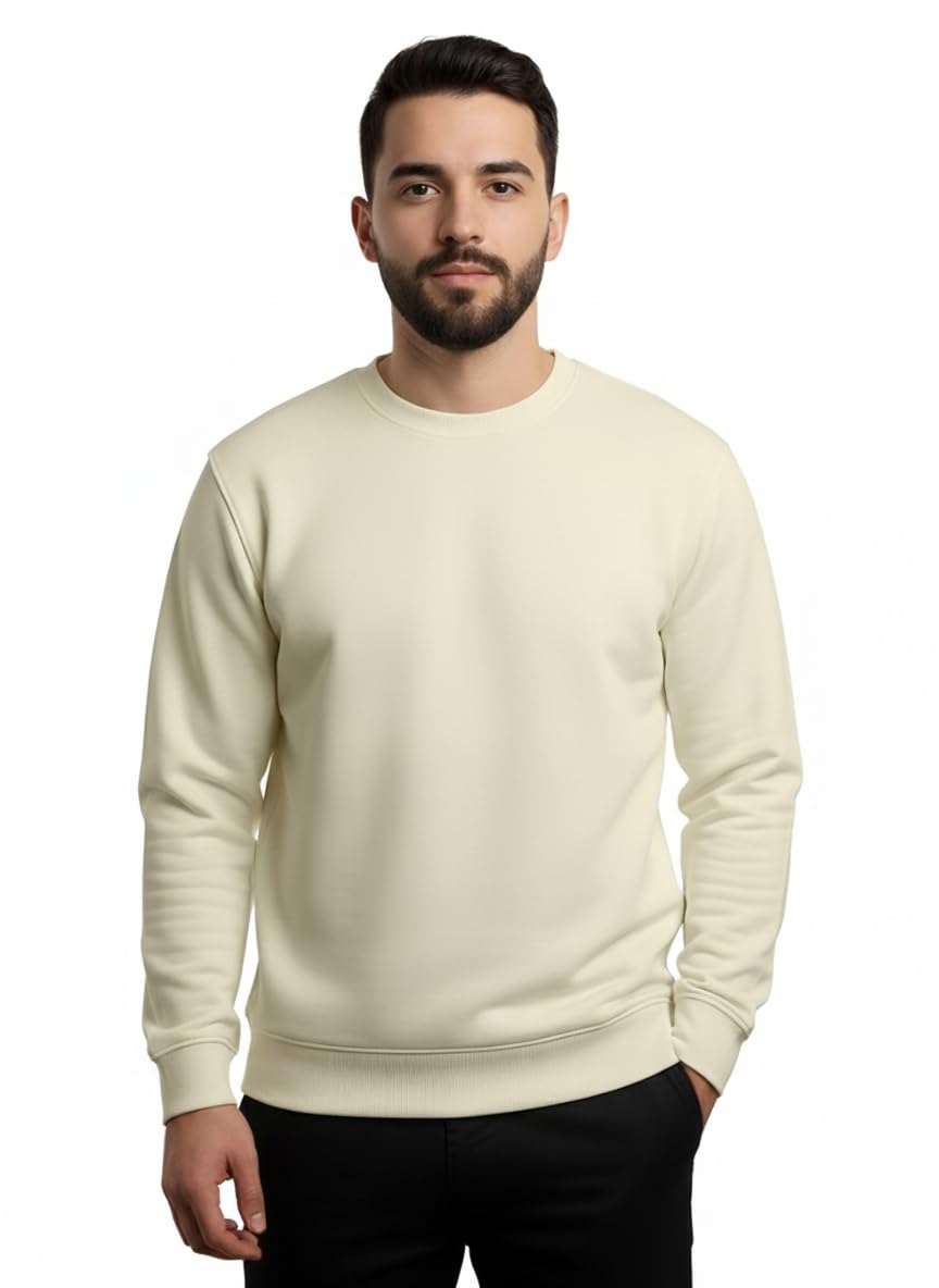 fashient Men's Cotton Fleece Plain Sweatshirt | Winter Wear Round Neck Pullover for Casual & Gym | Soft & Warm Regular Fit Sweatshirt-picture-35