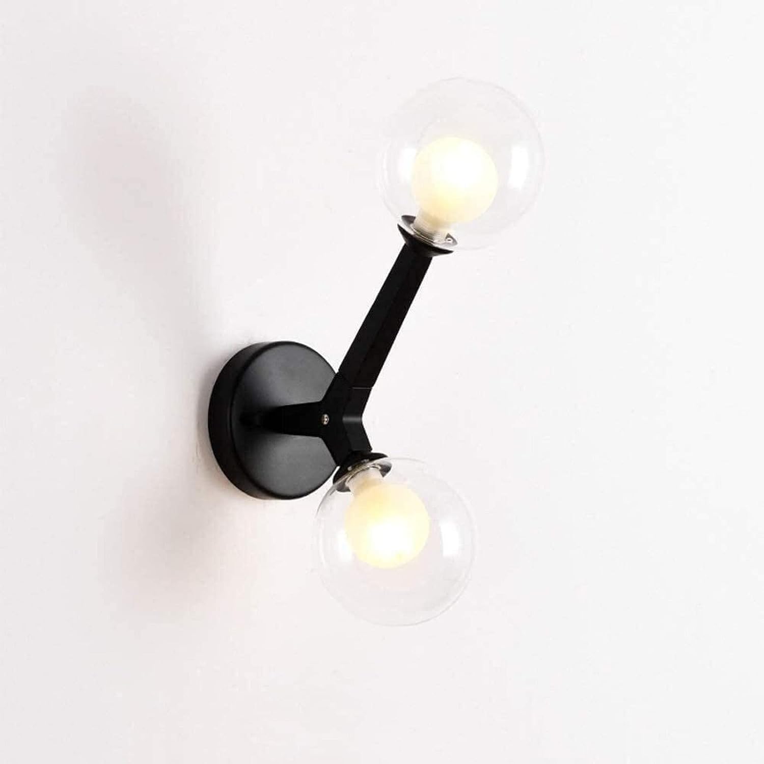 VDOQTLJT Wall Light Modern Simple Lamp V-intage Industrial Double Lights Bar Bedroom Sconce Fixtures Clear Glass Shade Adjustable Fitting Home Decor chandeliers(5V)