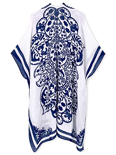 Image of Breezy Lane Women's Kimono Cardigan Summer Swimsuit Coverups Beach Cover Up with Floral Print for Vacation