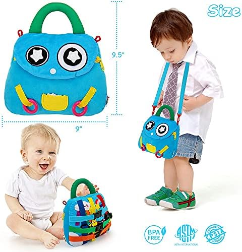 beetoy Buckle Sensory Pillow Toys for Toddlers Travel Toys Early Educational Activity Toy Montessori Fidgets Toy Fine Motor Skills Development, Threading Zipper Basic Skills for Toddlers 1-6 Year