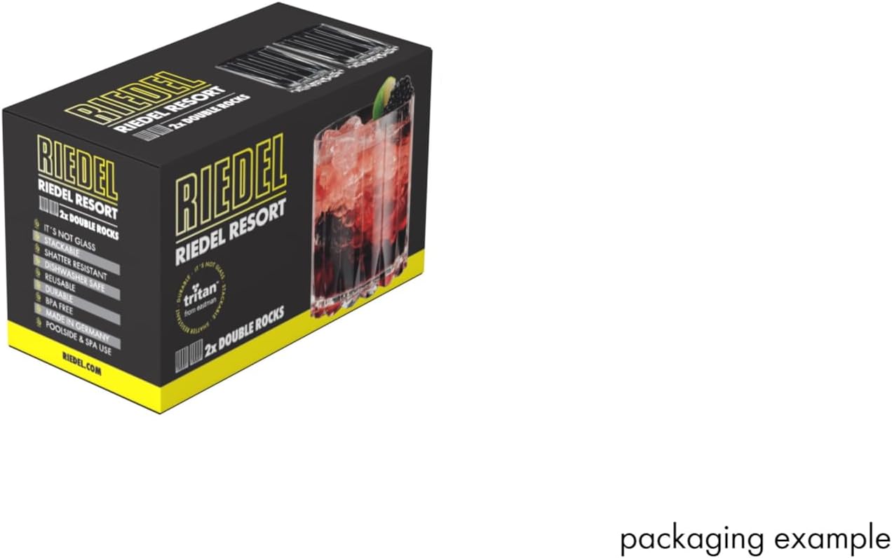 Riedel Machine-Made Dishwasher-Safe Splinter-Free Resort Retail Double Rocks Tumbler (2-Pack, Clear)