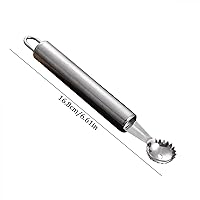 Vista 6 de Cortador de fresas de acero inoxidable, herramienta de descorazonador de fresas multifunción plateada y tallo de tomate, para fresa, tomate