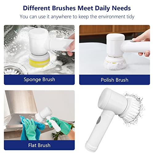 Electric Cleaning Spin Scrubber With 3 Brush Heads, Cordless Powerful Cleaning Brush Household Rechargeable Handheld Shower Cleaner Brush For Bathroom Wall Tiles Floor Bathtub Kitchen #TOP1