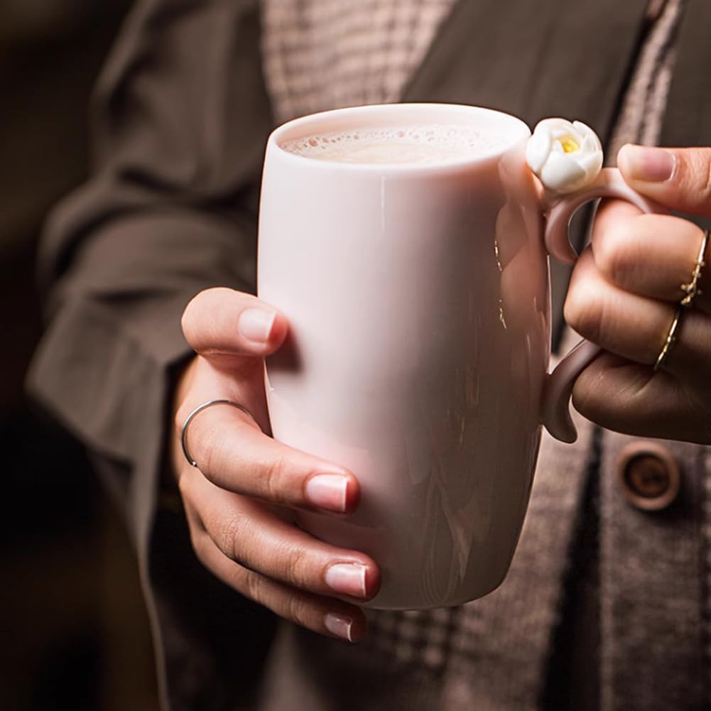 Śliczne i kreatywne kubki ceramiczne w kształcie kwiatów, kubki biurowe na wodę, kubki na mleko, filiżanki do kawy, kubki /122(Pink)