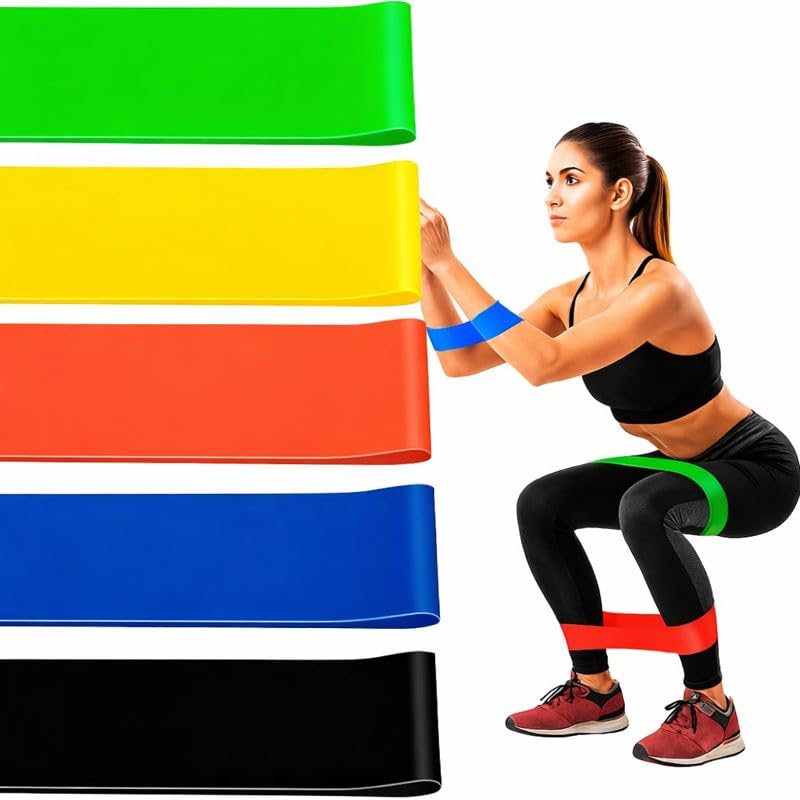Kit 5 Faixas Elásticas de Exercício Mini Bands | Alongamento, Pilates, Yoga e Treino