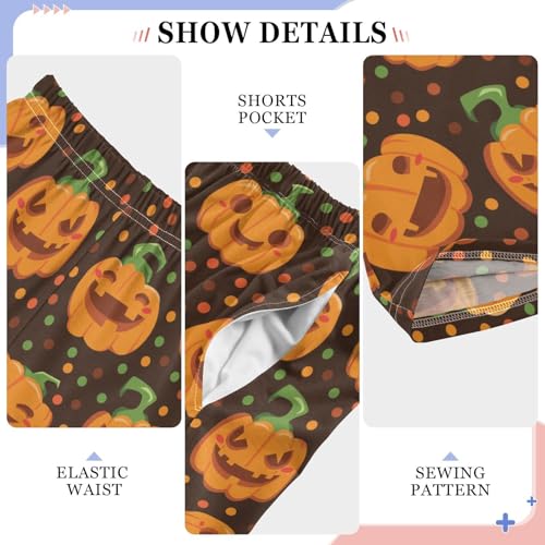 Pumpkin Polka Dots Boys Long Pants Soft Trousers Elastic Waist Kids Lounge Bottoms with Pockets S-XL4